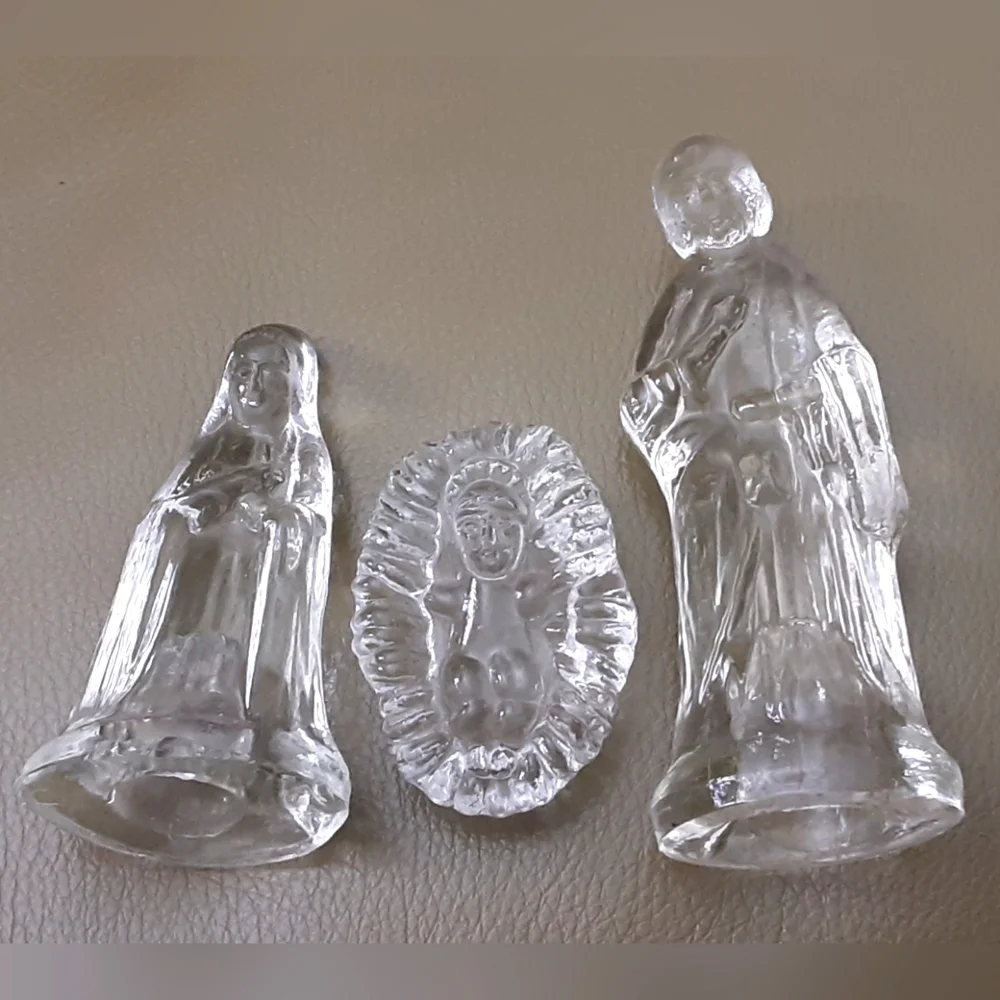 Windsor Collection Clear Glass Nativity Scene 6 Piece - Vtg